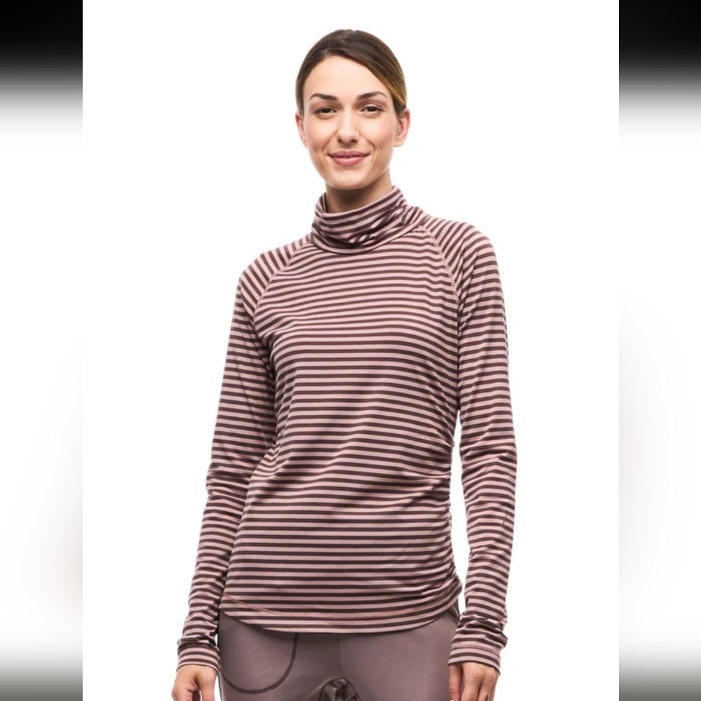 Striped Brown Turtleneck Women's Top